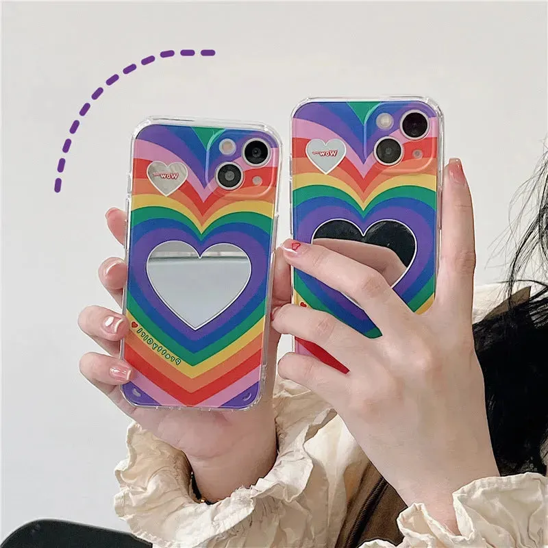 Rainbow Love Mirror Silicone Phone Case