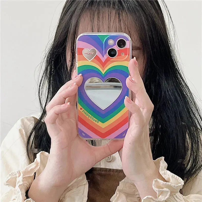 Rainbow Love Mirror Silicone Phone Case