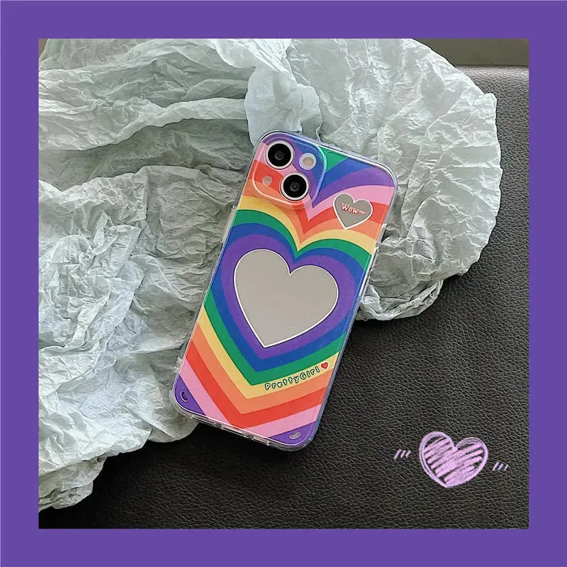 Rainbow Love Mirror Silicone Phone Case