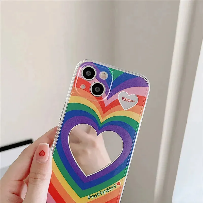 Rainbow Love Mirror Silicone Phone Case