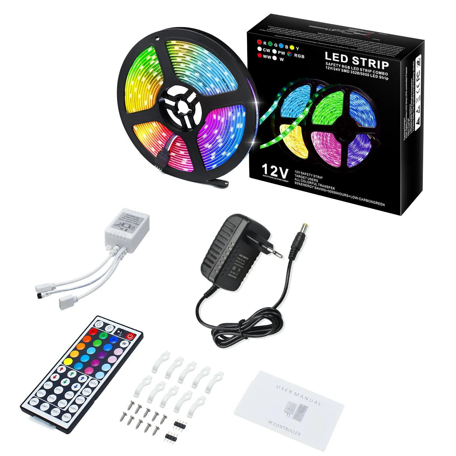 RGB LED Strip Lights16.4FT/5M SMD5050 150led Waterproof RGB Color Changing LED Strip Light Kit