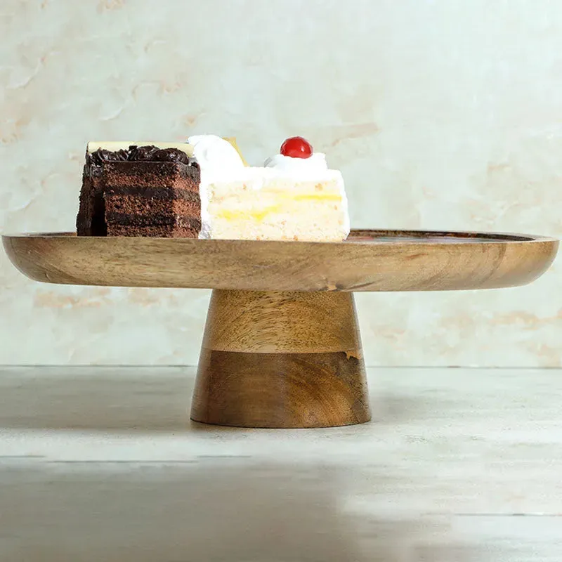 Round Gladiolus Harmony Print Wooden Cake Stand | 12 x 4 inches