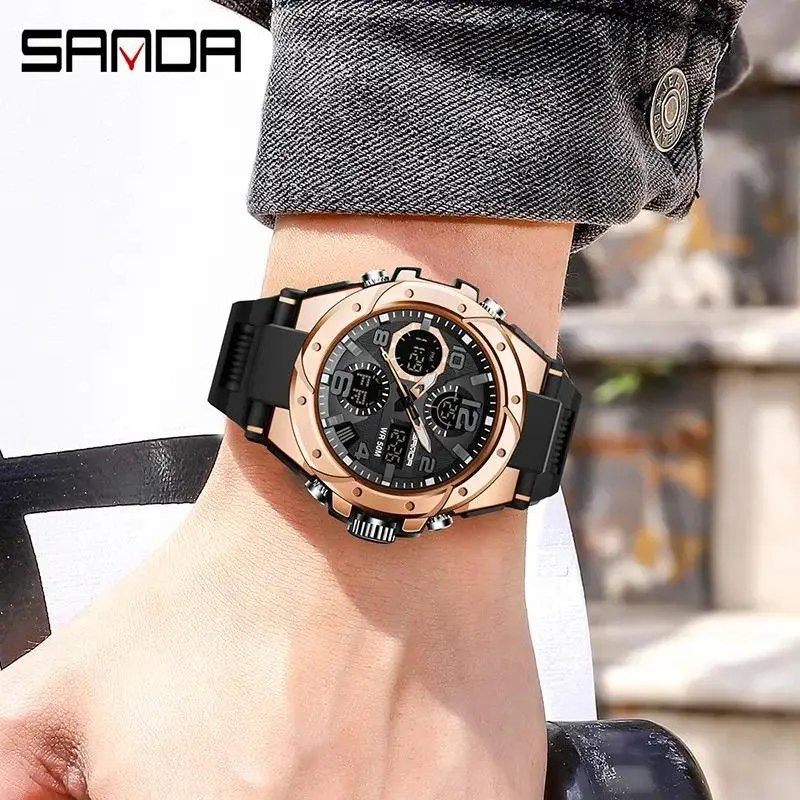 Sanda Silicone Bracelet Watch Men Women Digital Quartz Wristwatch ybb4-07