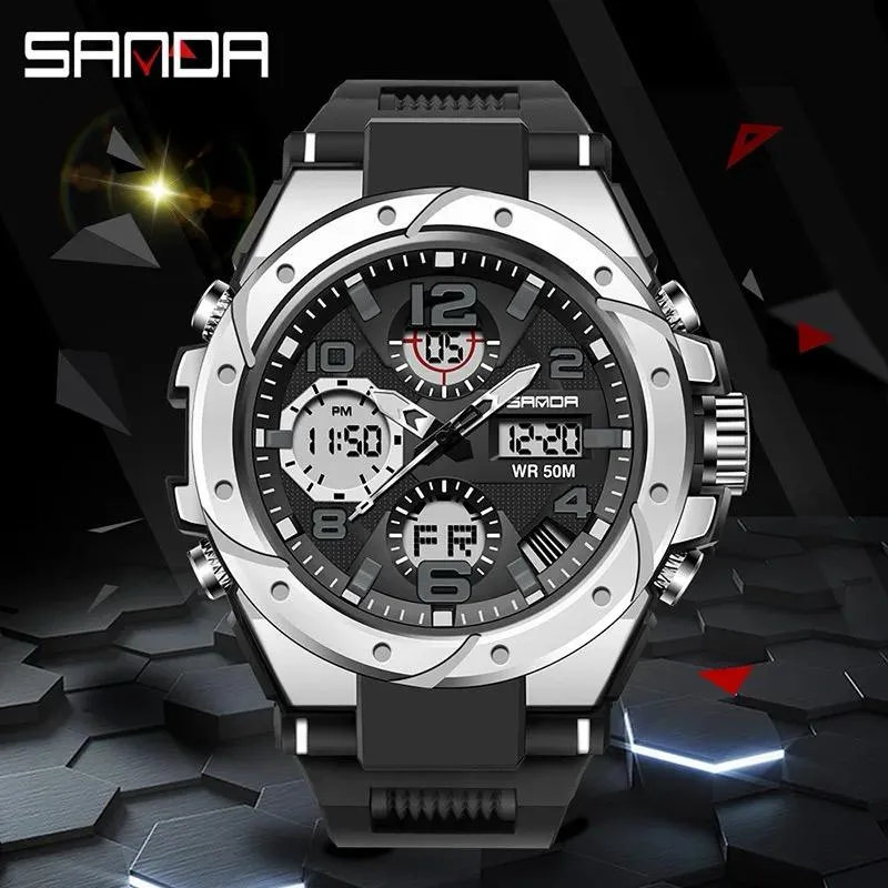 Sanda Silicone Bracelet Watch Men Women Digital Quartz Wristwatch ybb4-07