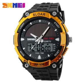 SKMEI Solar Wristwatch Power Sport Watches Men Luxury Brand 50M Waterproof Outdoor LCD Digital Watch Military Watch