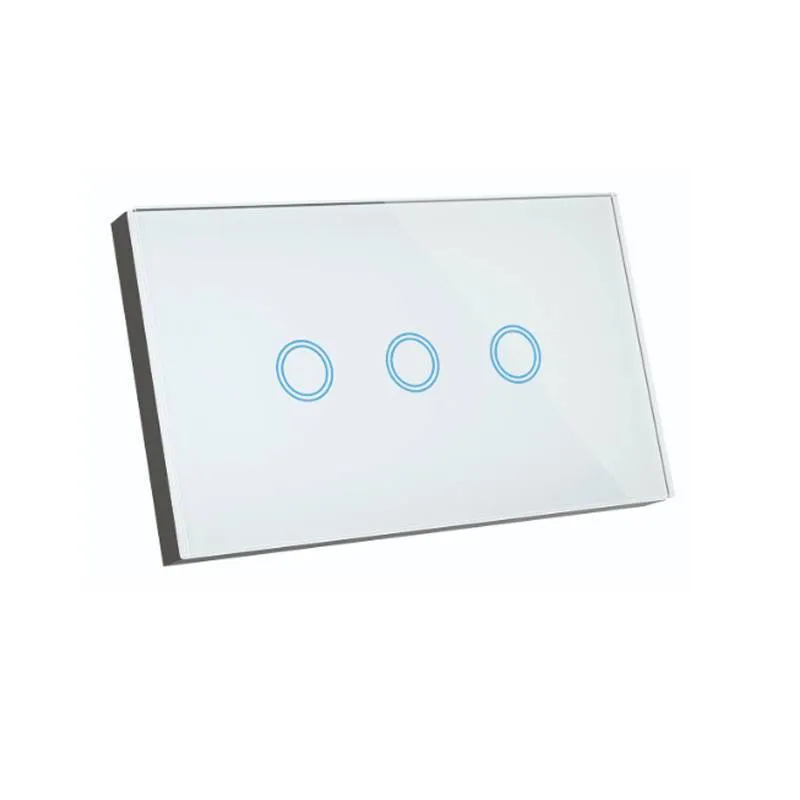 Smart Wi-Fi Elite Glass Push Button Wall Light Switch 3 Gang in White