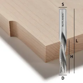 Solid Carbide Router Bit - Spiral Chipbreaker Down Cut 2 Flute