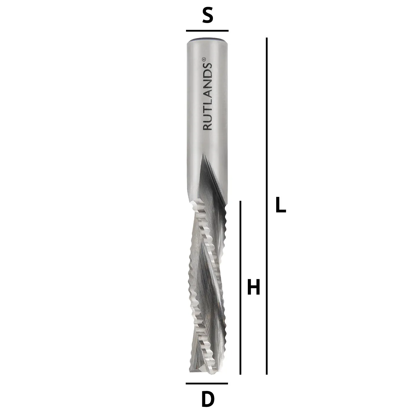 Solid Carbide Router Bit - Spiral Chipbreaker Down Cut 2 Flute