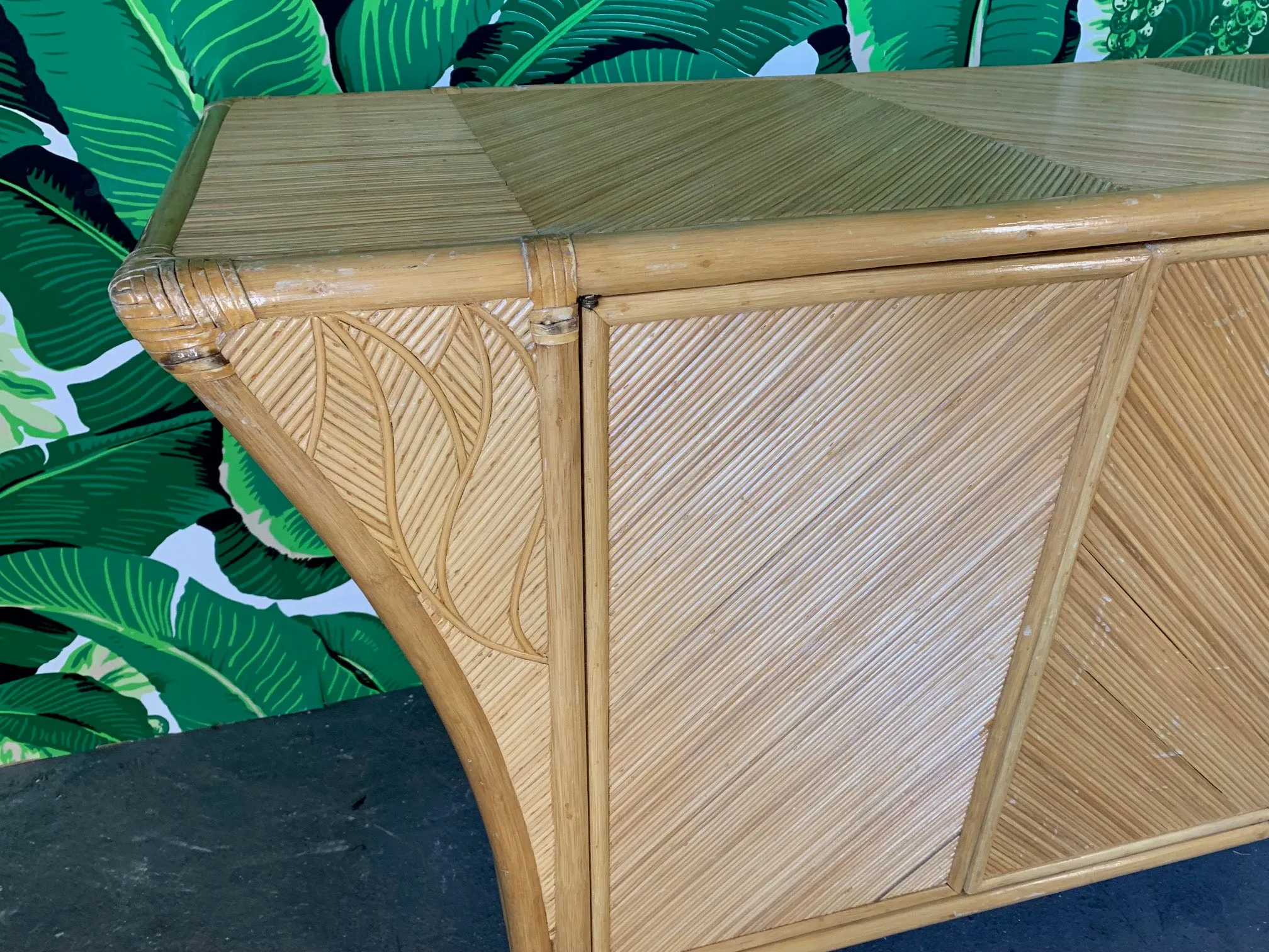 Split Pencil Reed Sculptural Credenza