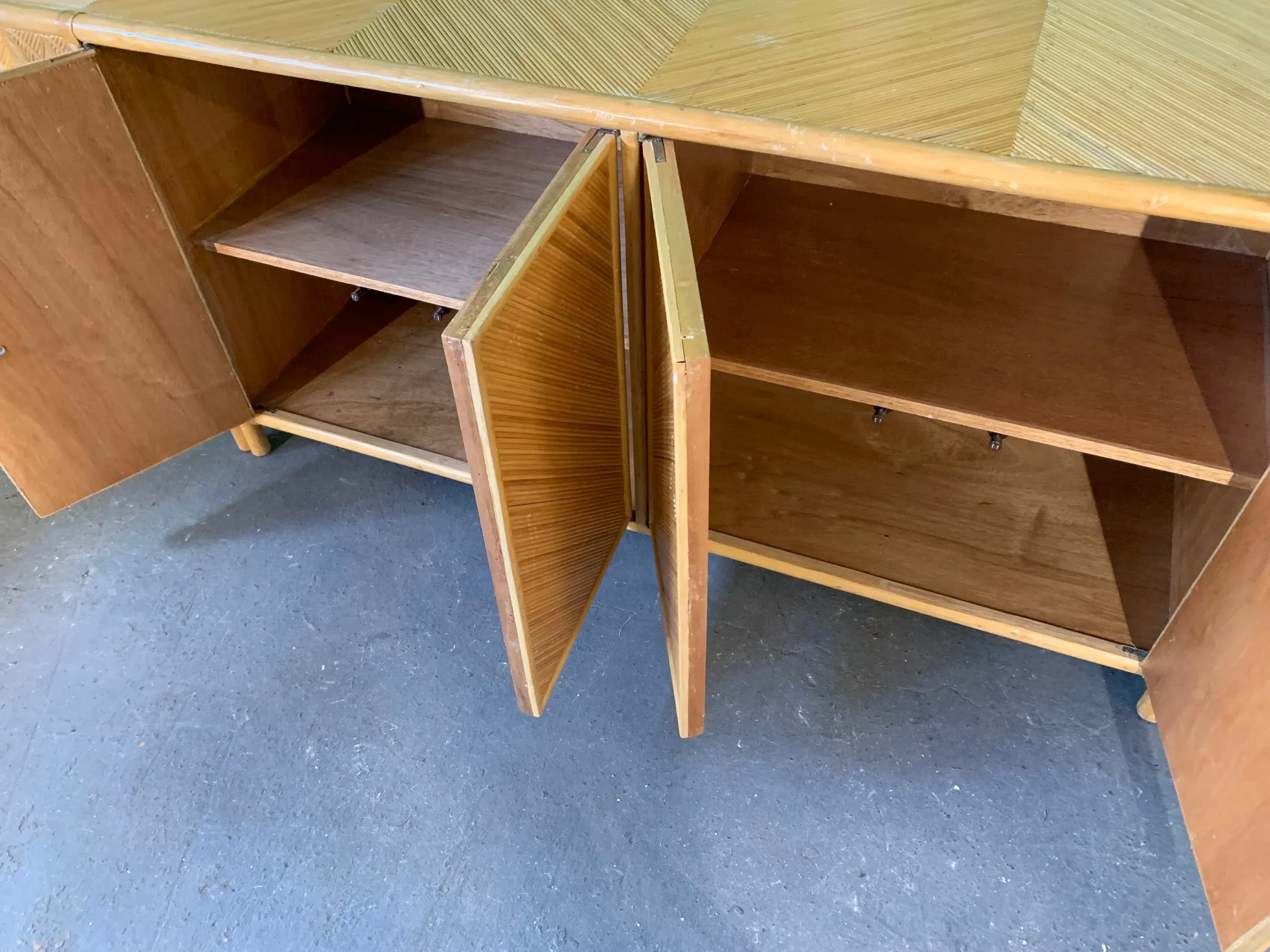 Split Pencil Reed Sculptural Credenza