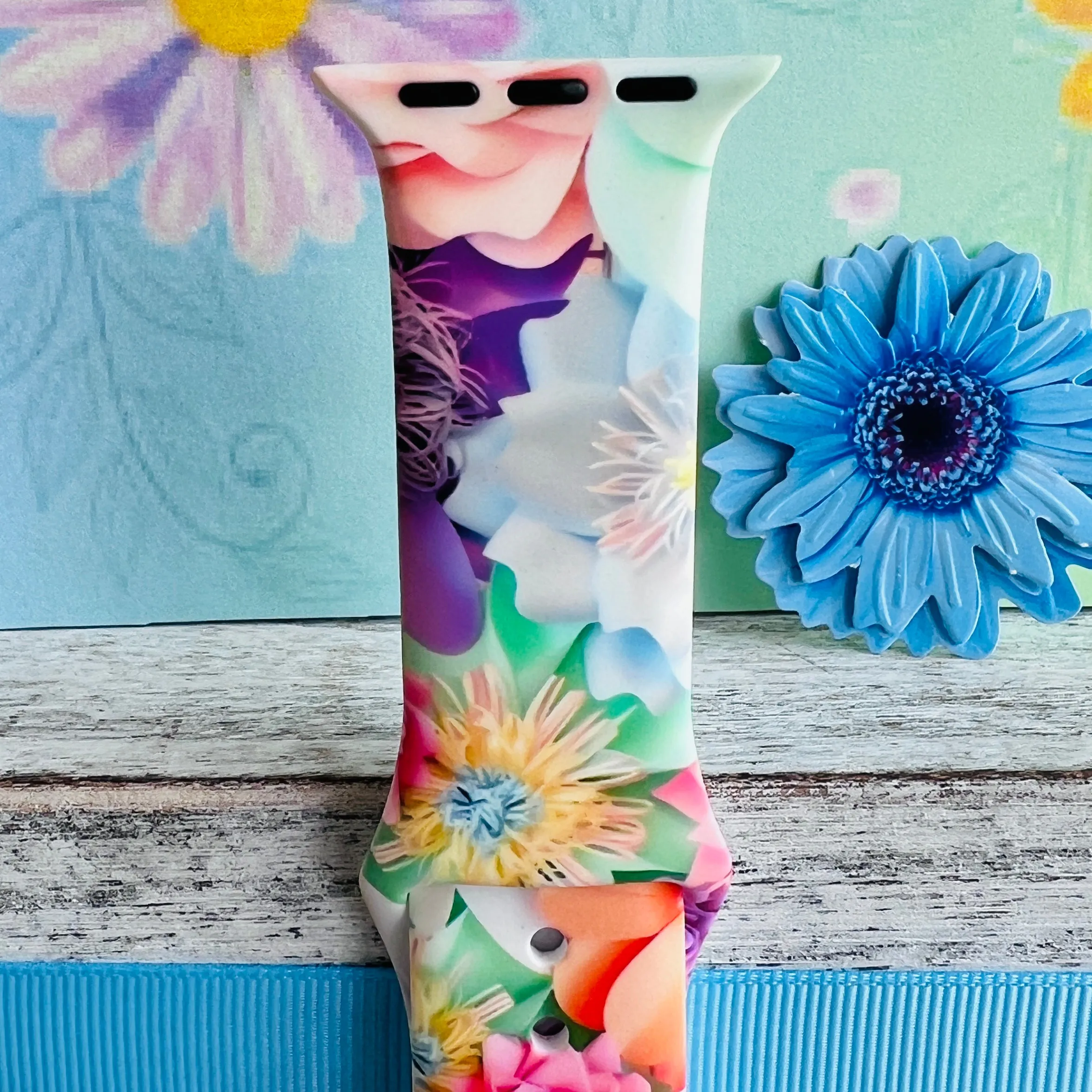 Spring Bouquet Print Silicone Band For Apple Watch