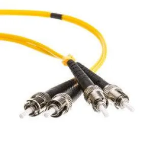 ST Duplex Fiber Optic Patch Cable, OS2 9/125 Singlemode, Yellow Jacket, 1 meter (3.3 foot)