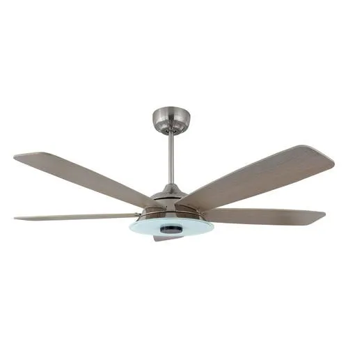 Striker Silver/Wood 5 Blade Smart Ceiling Fan with Dimmable LED Light Kit Works with Remote Control, Wi-Fi apps and Voice control via Google Assistant/Alexa/Siri