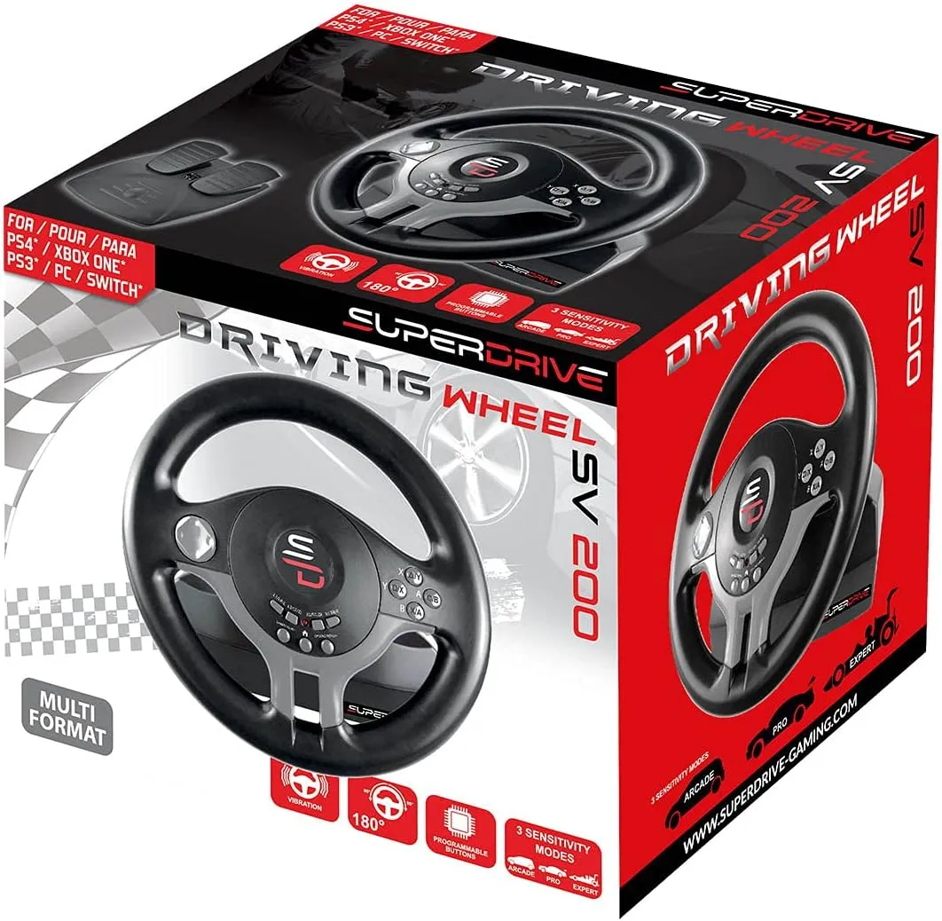 Subsonic Superdrive SV250 Racing Steering Wheel with Pedals & Shift Paddles for Nintendo Switch, PS4, Xbox One, and PC