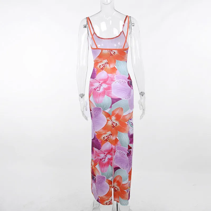 Summer Leisure Vacation Style Fashion Slim Fit Slim Dress Tie Dyed Print Dress