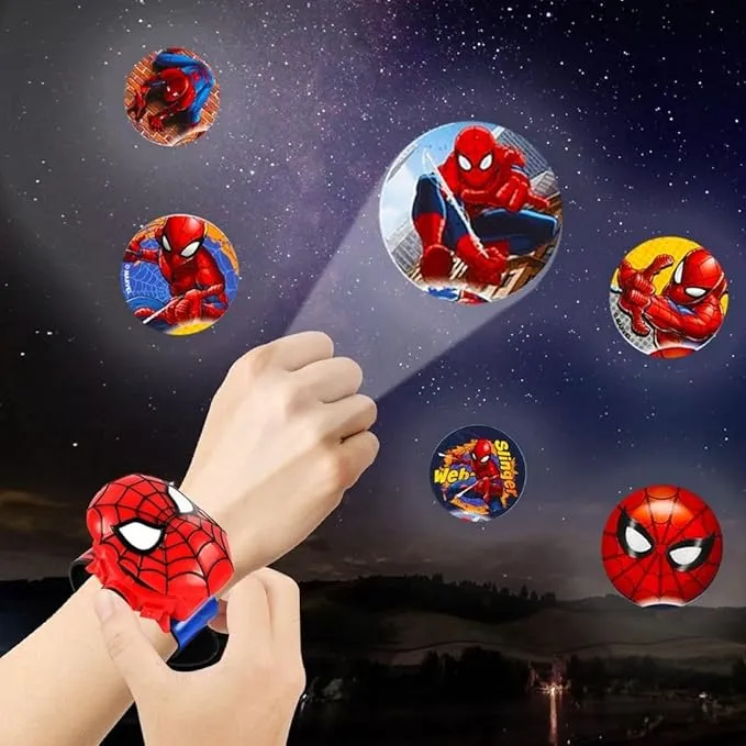 Superhero with 24 Figurines Projector Watch, Boy’s Electronic Watch, Projection Toys, Red