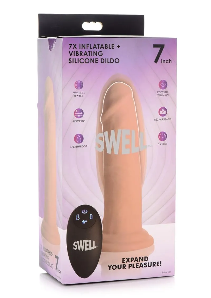 Swell 7x Inflatable and Vibrating Silicone Rechargeable Dildo with Remote Control