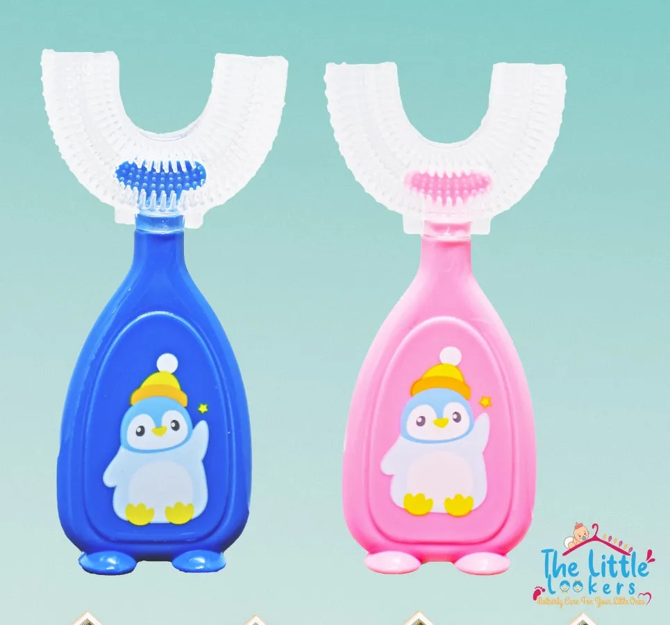 The Little Lookers 360° U-shaped Toothbrush with food grade silicone head| Soft bristles for babies & kids' sensitive gums & teeth| Easy grip| Dental care| Oral hygiene (Pack of 2)