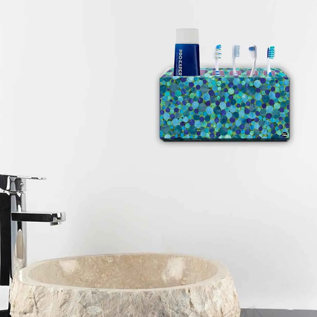 Toothbrush Holder Wall Mounted -Green Colorful Watercolors