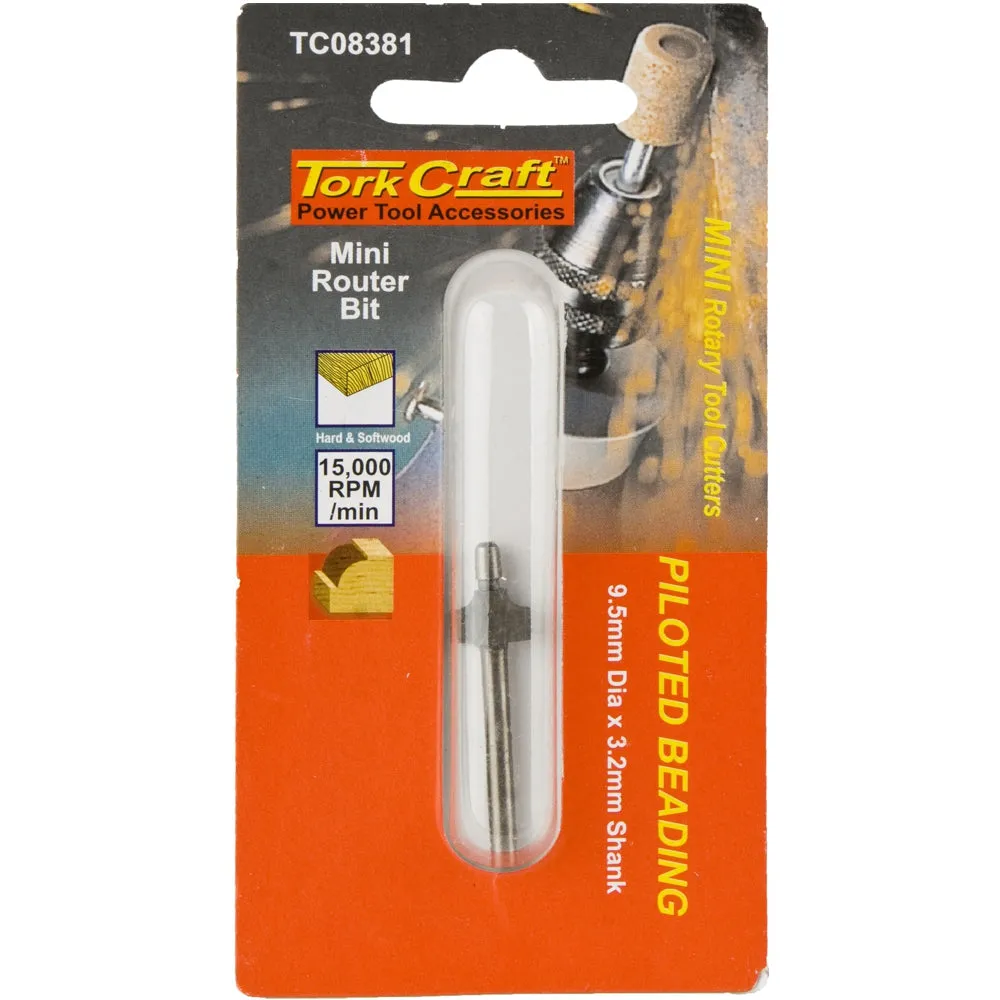 Tork Craft | Router Bit Mini 9,5mm Piloted Beading 3,2mm Shank