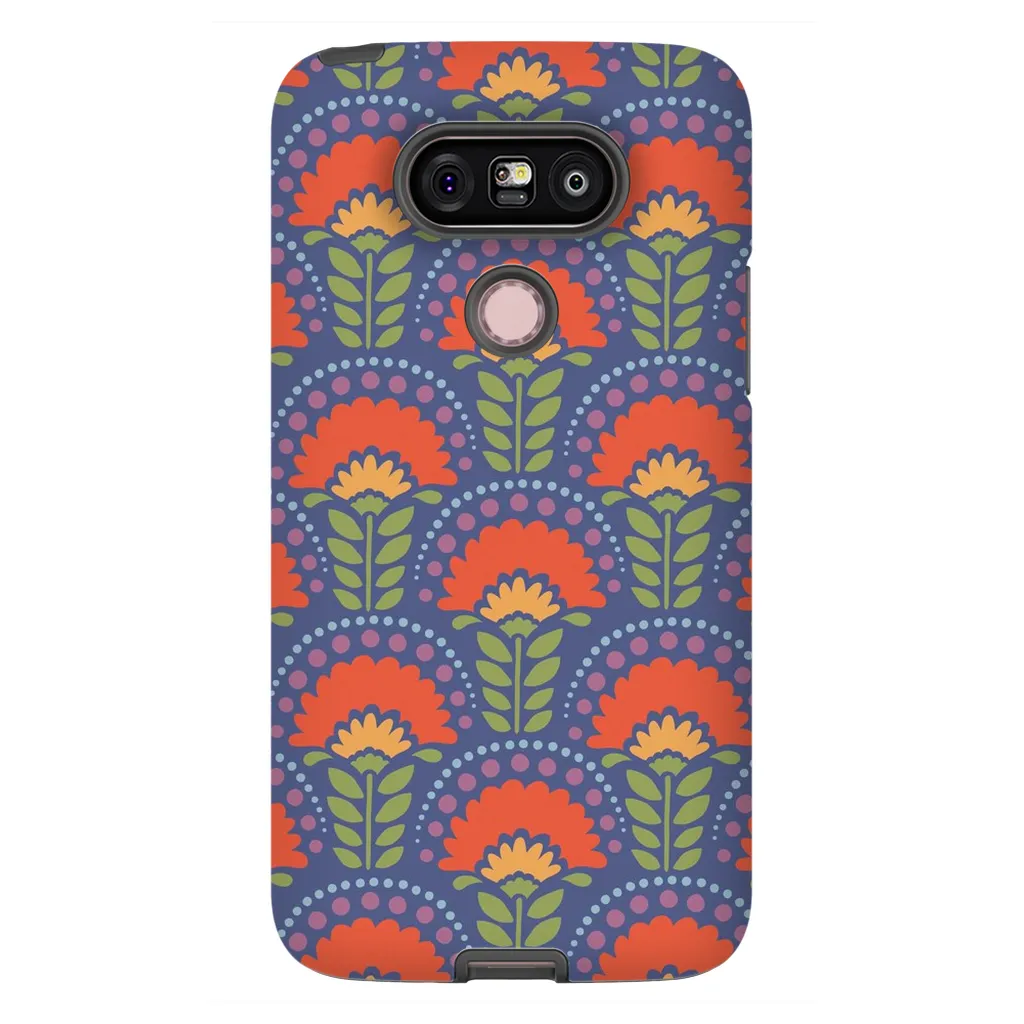 Tough Phone Case - Blue Flower Arches Pattern