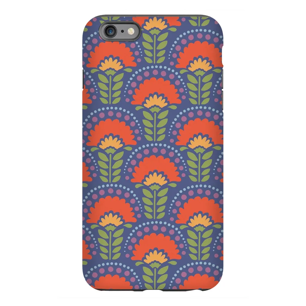 Tough Phone Case - Blue Flower Arches Pattern