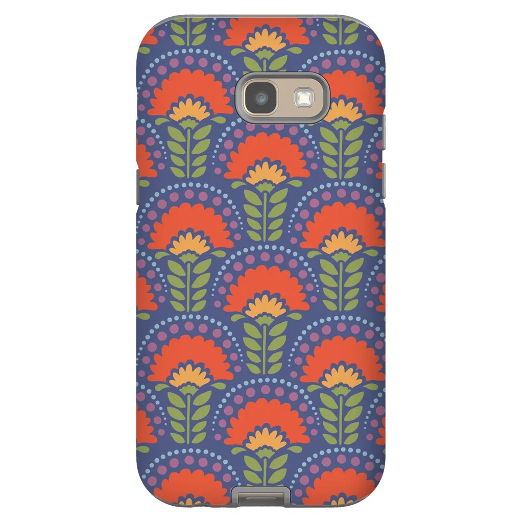 Tough Phone Case - Blue Flower Arches Pattern