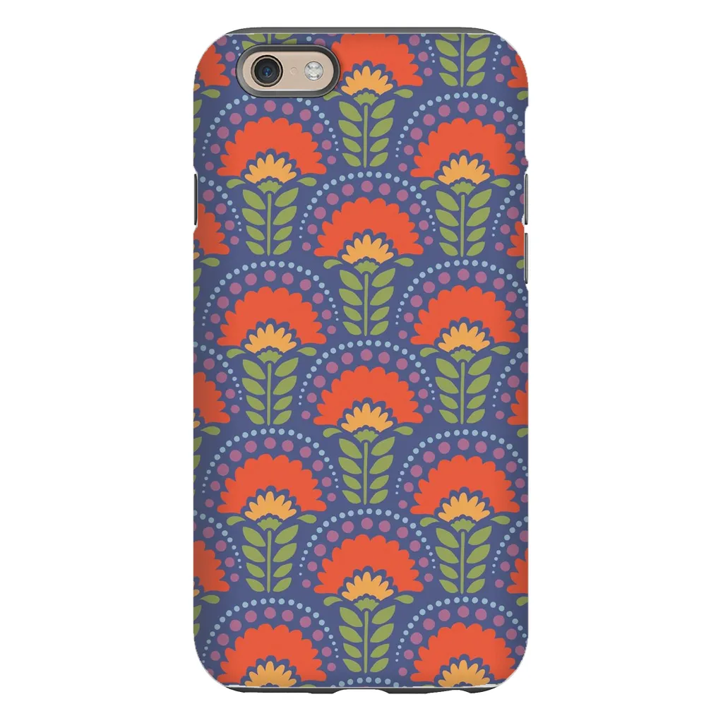 Tough Phone Case - Blue Flower Arches Pattern