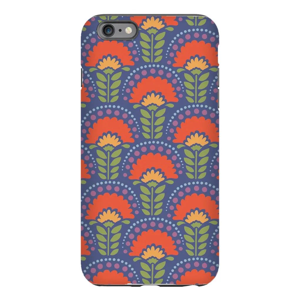 Tough Phone Case - Blue Flower Arches Pattern