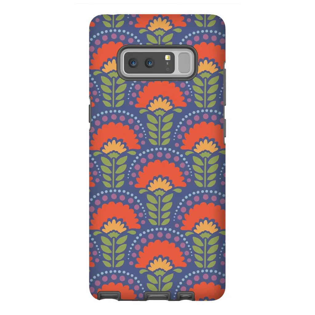 Tough Phone Case - Blue Flower Arches Pattern