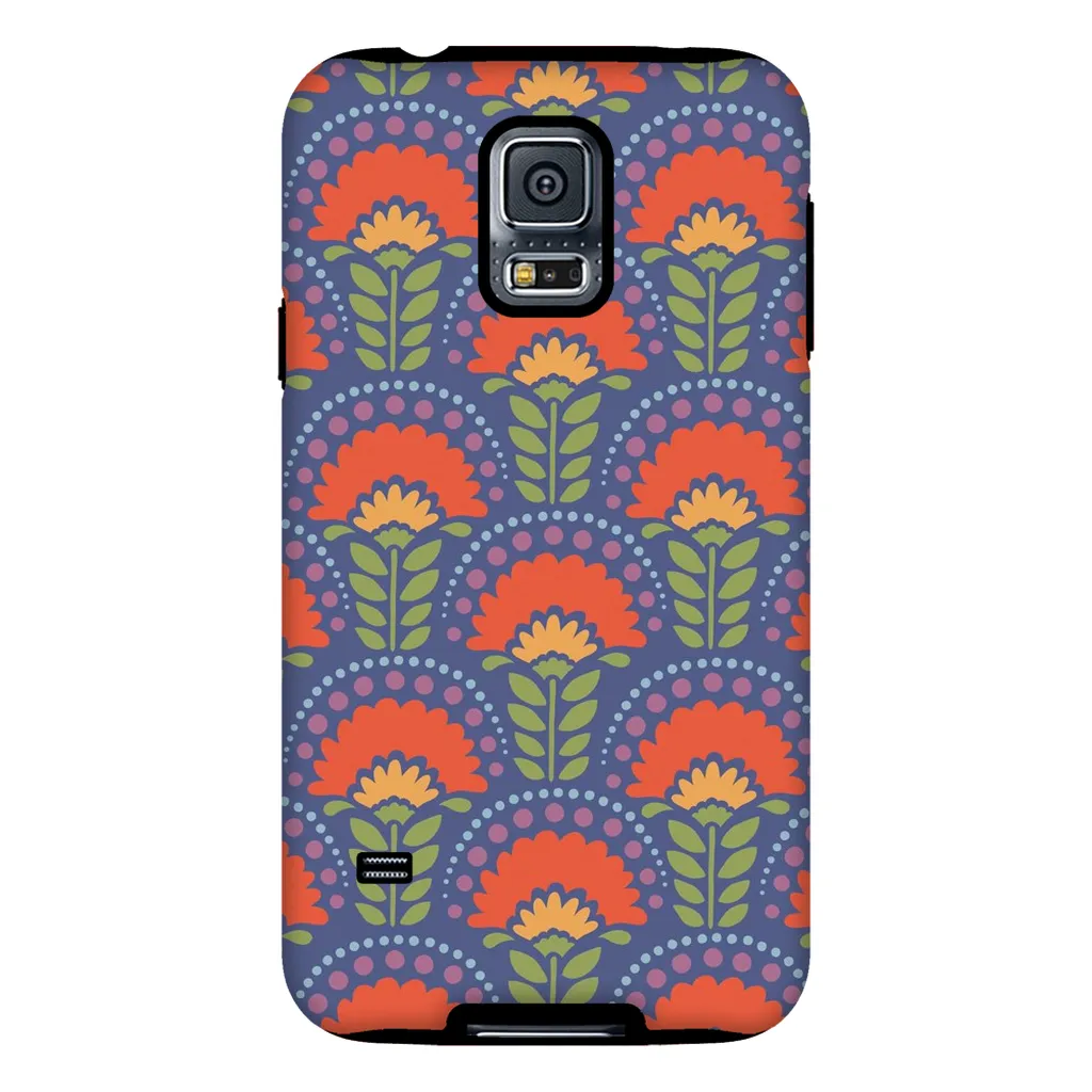 Tough Phone Case - Blue Flower Arches Pattern