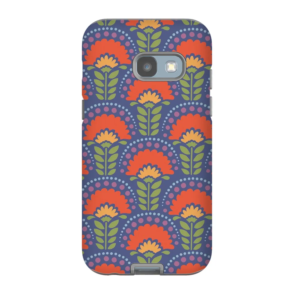 Tough Phone Case - Blue Flower Arches Pattern