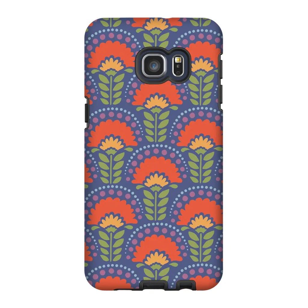 Tough Phone Case - Blue Flower Arches Pattern