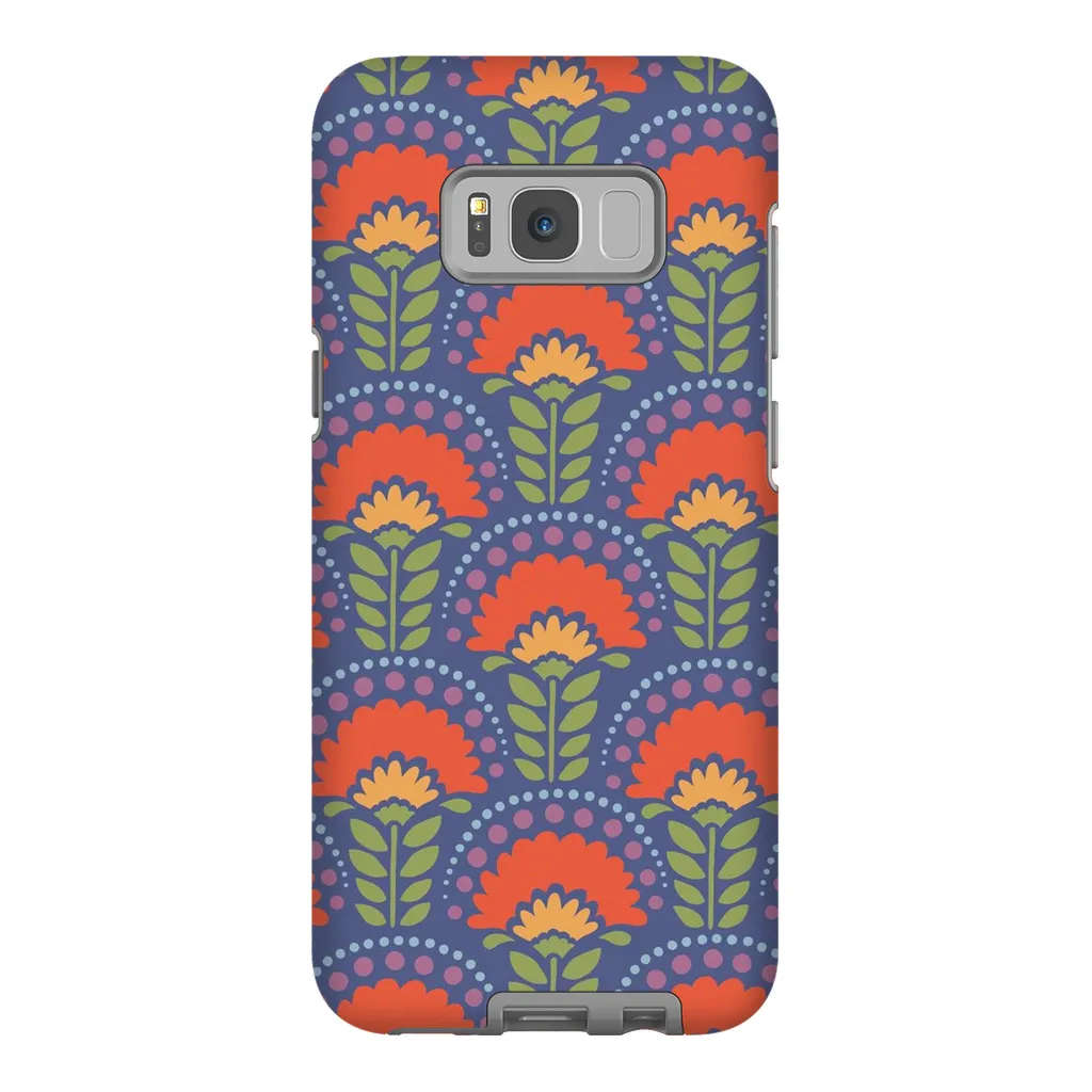 Tough Phone Case - Blue Flower Arches Pattern