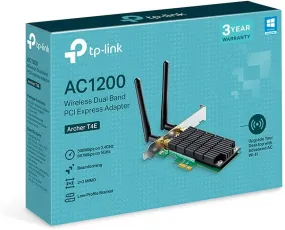 TP-LINK (Archer T4E) AC1200 (300 867) Wireless Dual Band PCI Express Adapter, 2 x External Antenna