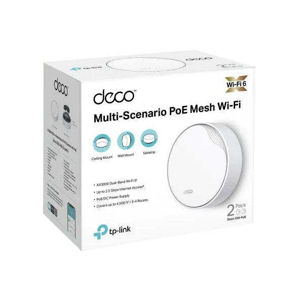 TP-Link Deco X50-PoE AX3000 Dual Band WiFi 6 Whole Home Wireless AI-Driven Mesh Router ( compatible with Wi-Fi Deco X20, X50, X60)