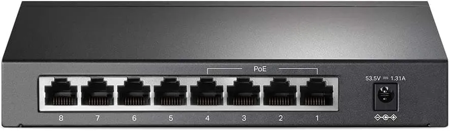 TP-Link PoE Switch 8-Port Gigabit, Ports up to 30 W For Each PoE Port and 64 W For All PoE Ports, Metal Casing, Plug and Play, - TL-SG1008P