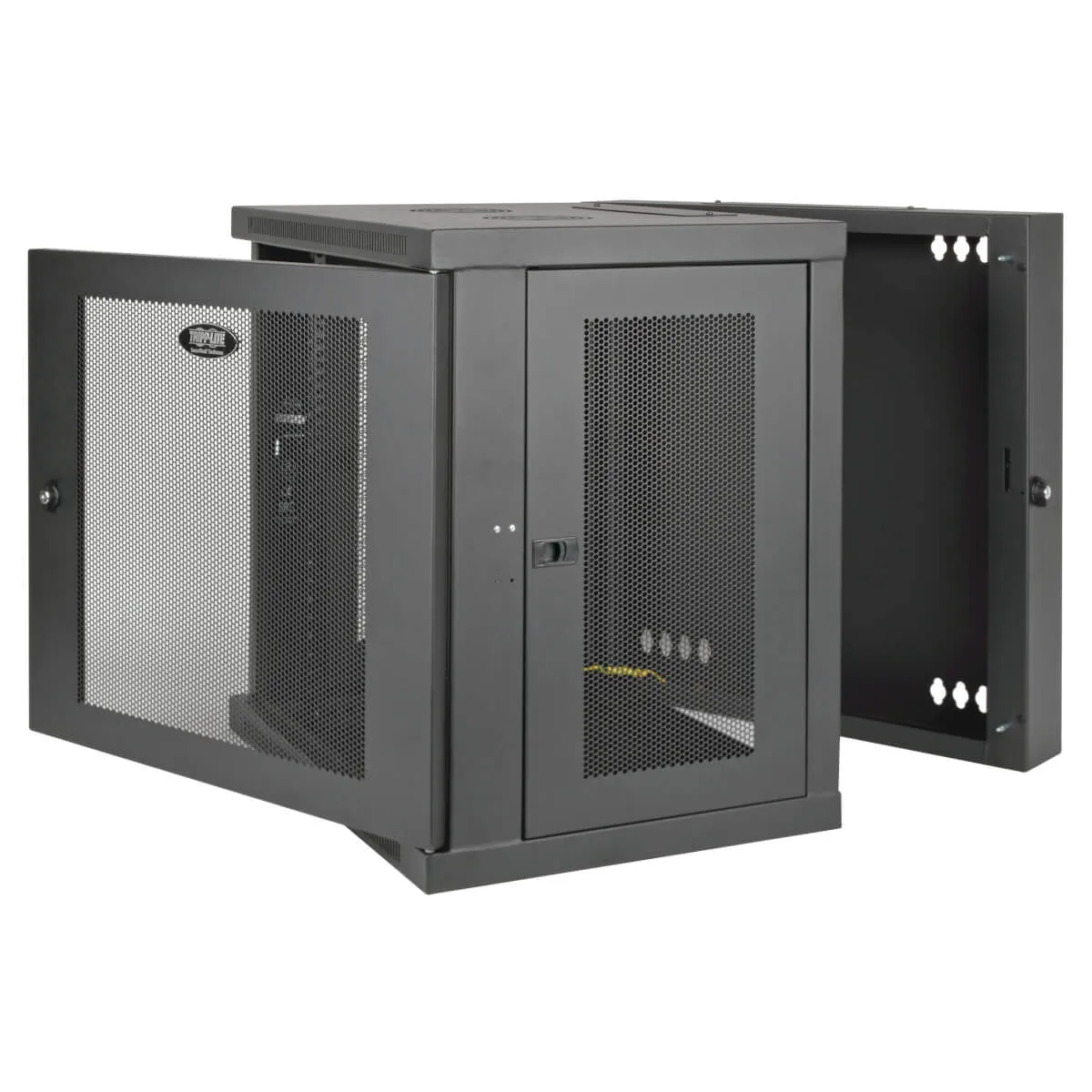 Tripp Lite 12U Wall Mount Rack Enclosure Server Cabinet Hinged Doors/Sides - Rack Cabinet - Wall Mountable - Black - 12U