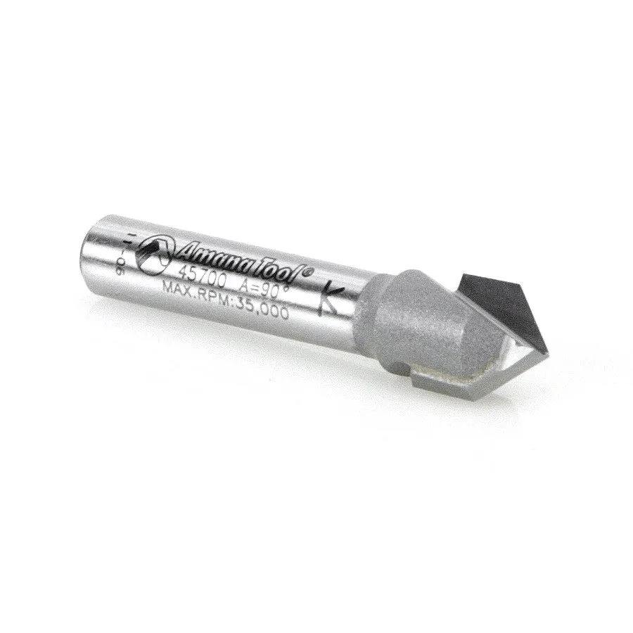 V Groove Router Bit | 90°x 3⁄8 Dia x 7⁄16 x 1⁄4" Shank | 45700 | 738685857007