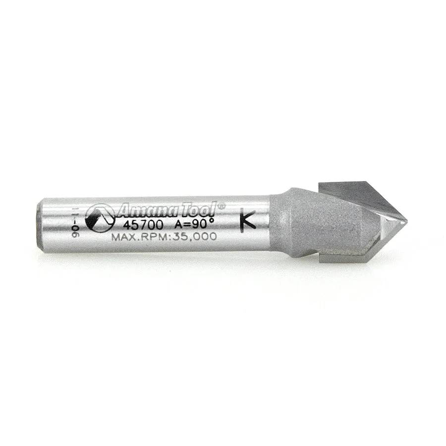 V Groove Router Bit | 90°x 3⁄8 Dia x 7⁄16 x 1⁄4" Shank | 45700 | 738685857007