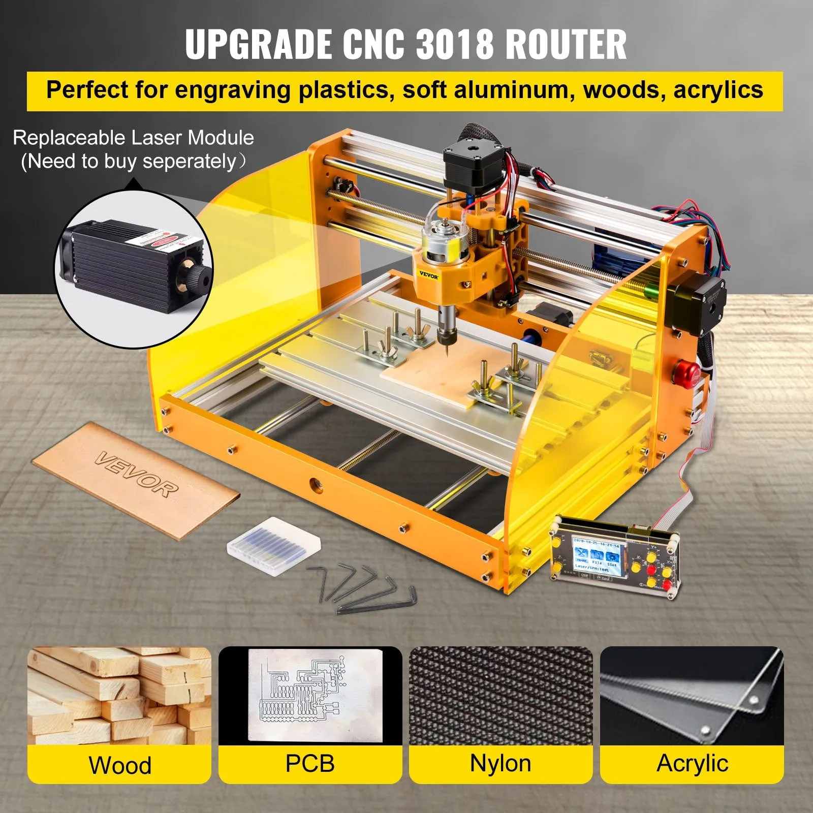 Vevor CNC Router Engraving Machine 3018-PRO GRBL Control with Accessories New