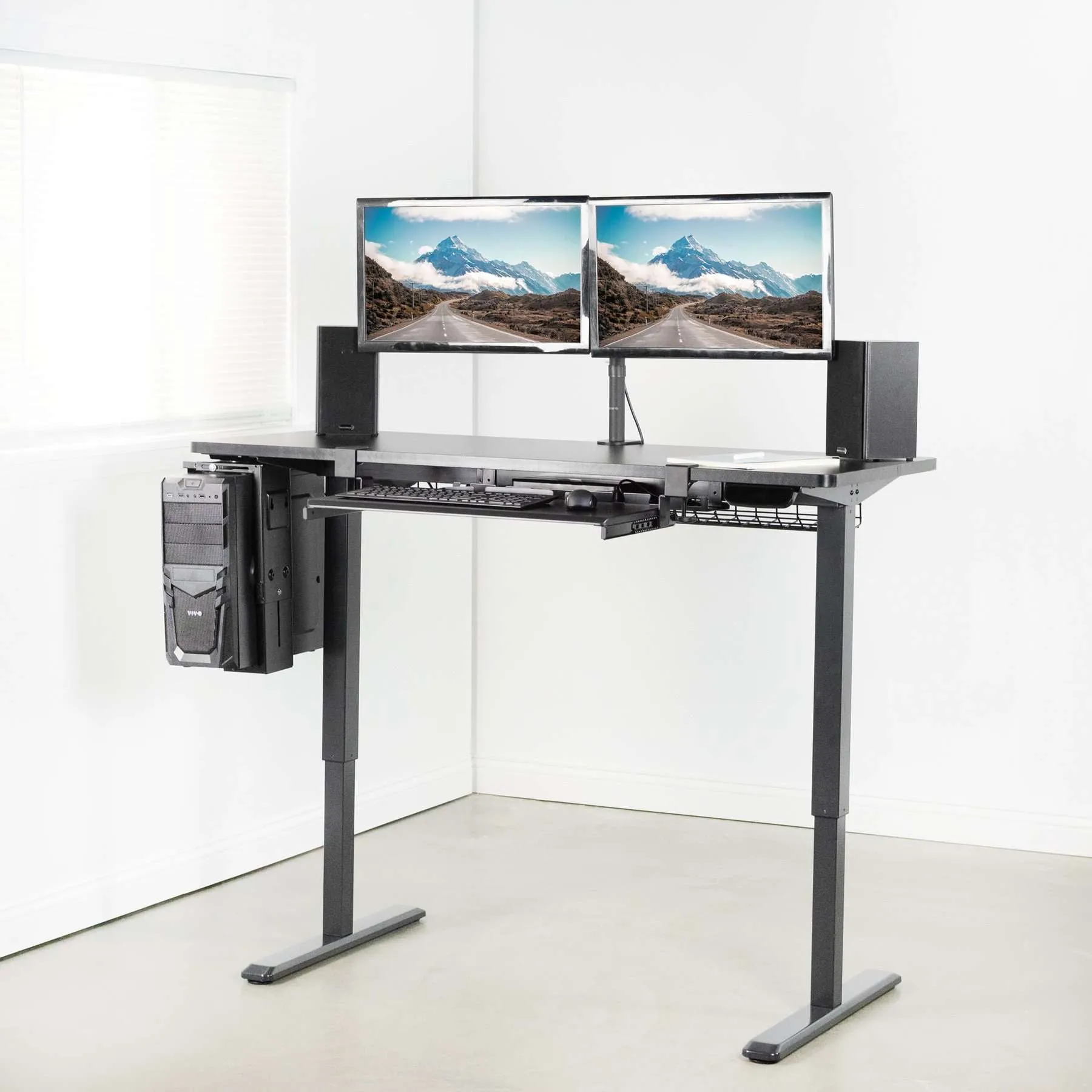 VIVO Black-Framed 60" x 24" Electric Height-Adjustable Standing Desk, DESK-KIT-2E6B/2E6W/2E6C/2E6D/2E6E