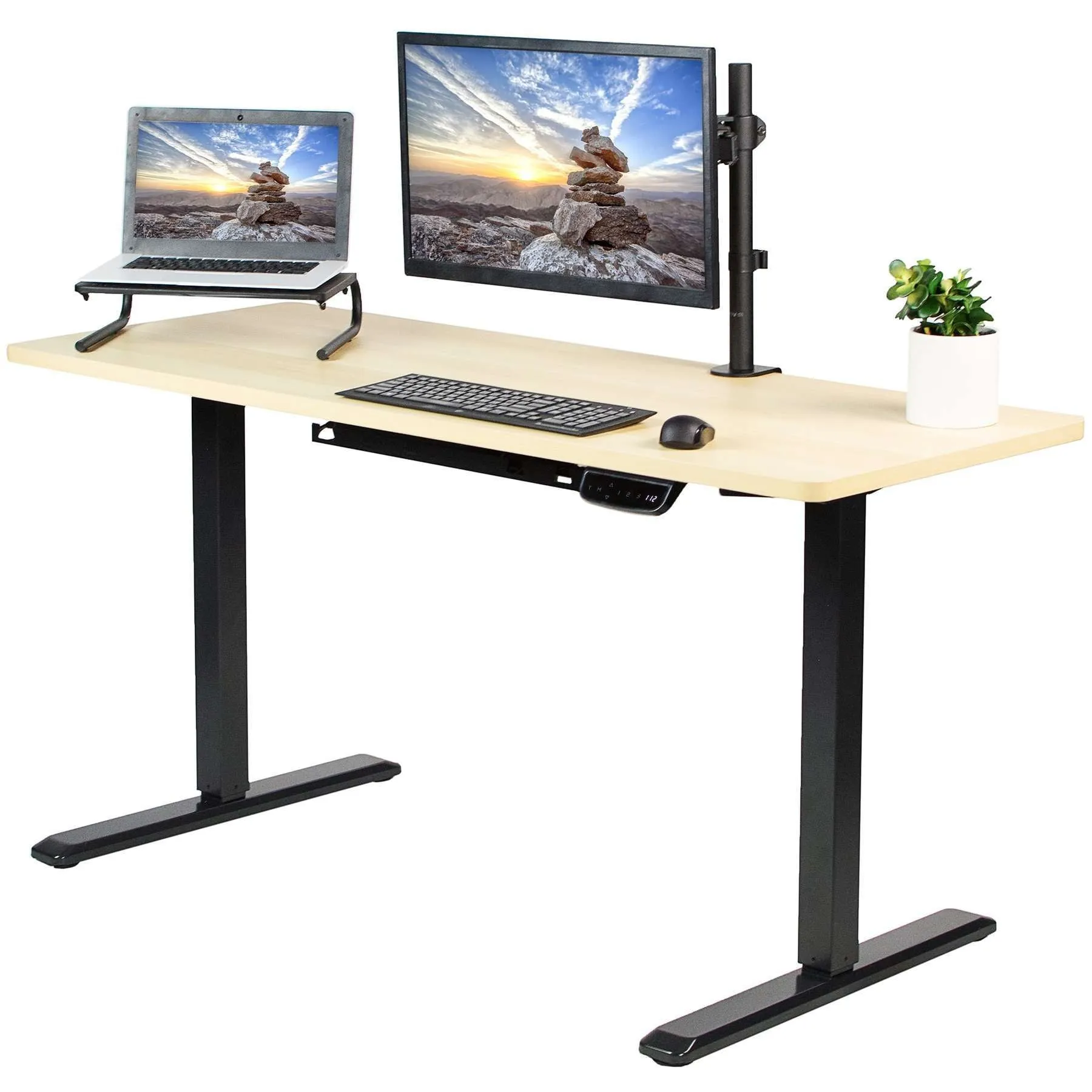 VIVO Black-Framed 60" x 24" Electric Height-Adjustable Standing Desk, DESK-KIT-2E6B/2E6W/2E6C/2E6D/2E6E