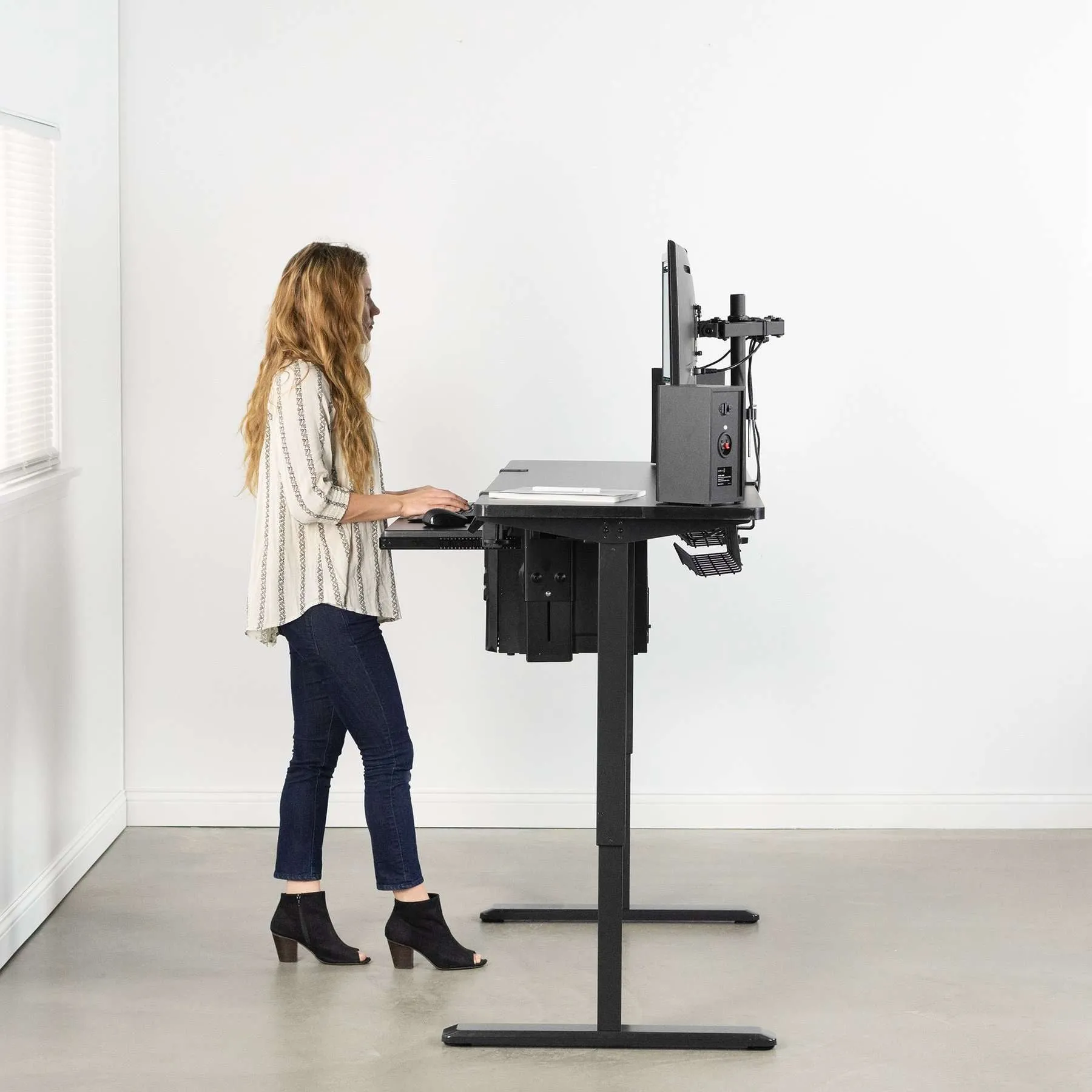 VIVO Black-Framed 60" x 24" Electric Height-Adjustable Standing Desk, DESK-KIT-2E6B/2E6W/2E6C/2E6D/2E6E