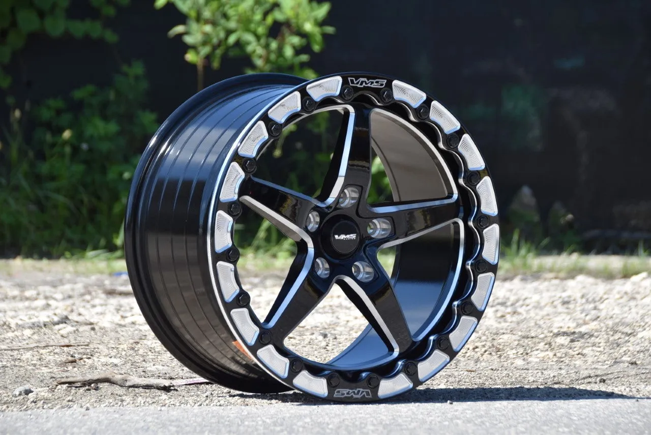 VMS Wheels Star 17x10 5x114.3  54 Offset Black Milling Finish Beadlock - VWST080