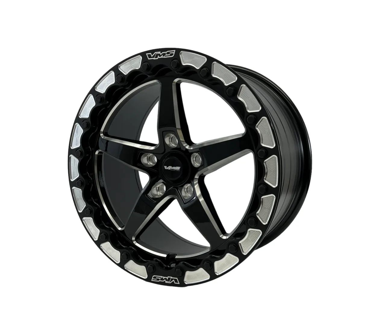 VMS Wheels Star 17x10 5x114.3  54 Offset Black Milling Finish Beadlock - VWST080