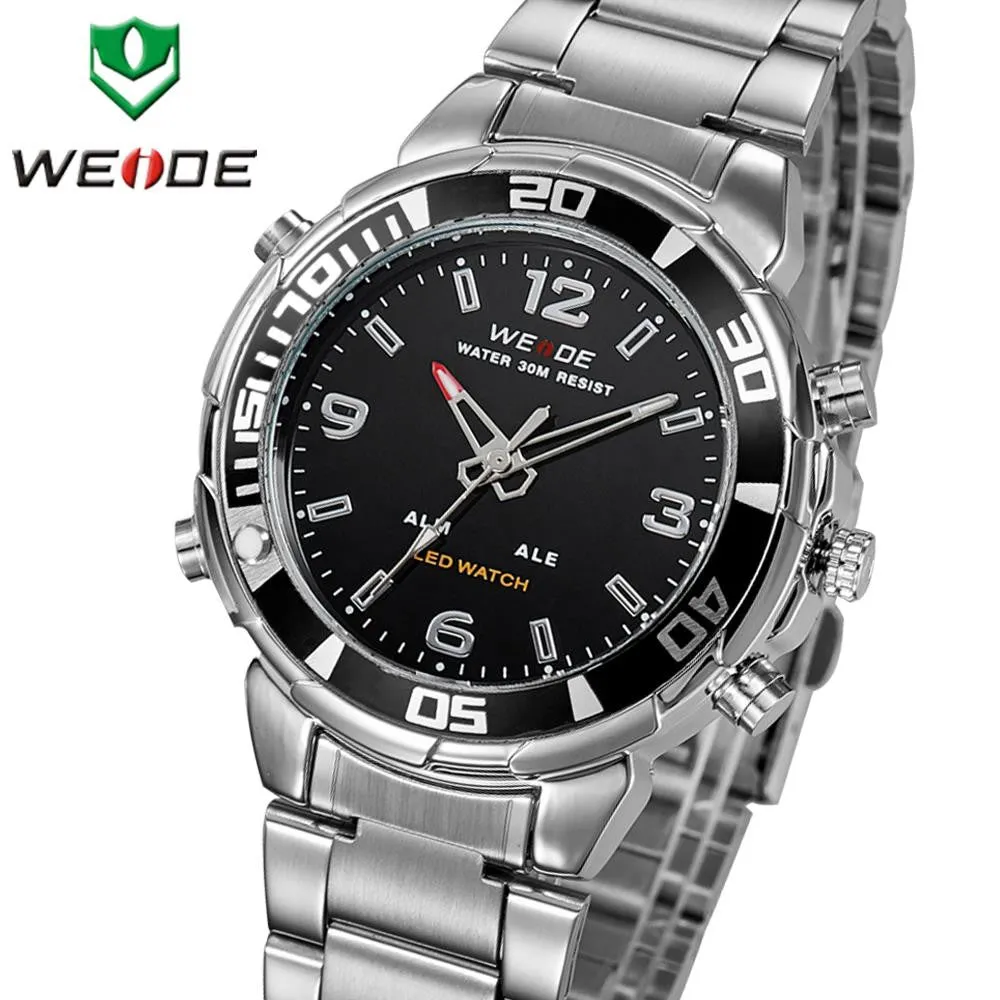 Watches men WEIDE brand casual Business Quartz Digital LED reloj hombre Army Military Sport wristwatch