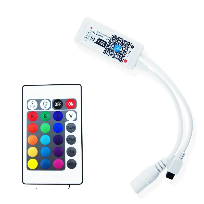 Wireless WiFi Smart Phone APP LED Controller or with 24Key IR Remote Controller for RGB LED Flexible Strip Lights