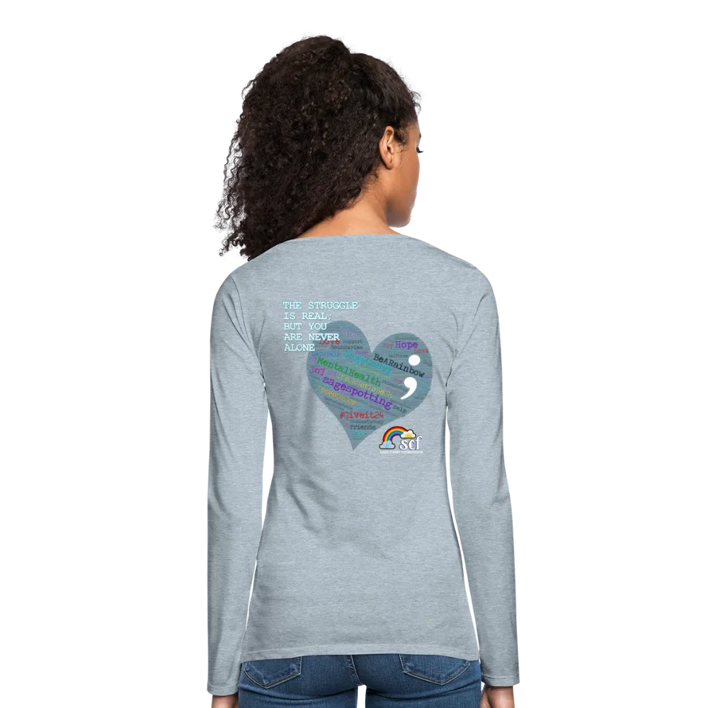 Women’s Long Sleeve  V-Neck Flowy Tee - Sage Art by Tin Crow Art