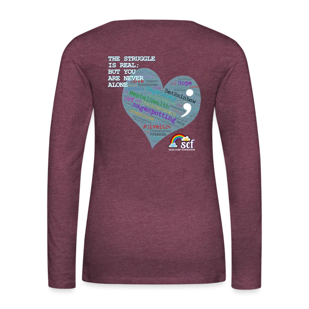 Women’s Long Sleeve  V-Neck Flowy Tee - Sage Art by Tin Crow Art